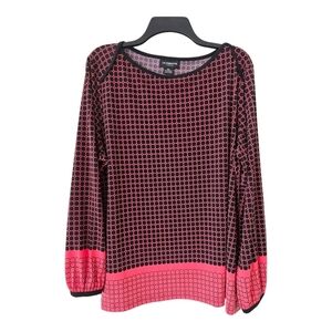 Liz Claiborne Blouse Womens XXL Geometric Tunic Long Sleeve Colorful